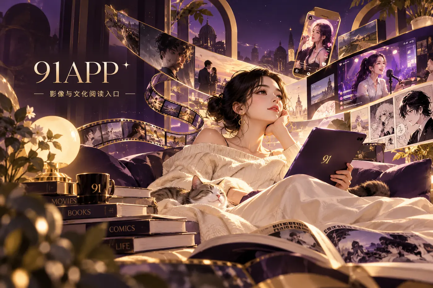 以葡萄紫为主题的影像文化横幅